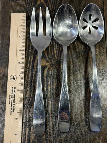 Utensil Serving Set 3 Piece Set Slotted Spoon Fork 18/10 Stainless Steel - Thumbnail 5