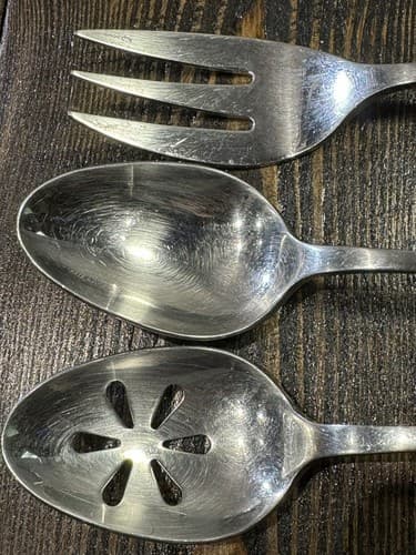 Utensil Serving Set 3 Piece Set Slotted Spoon Fork 18/10 Stainless Steel - Thumbnail 14