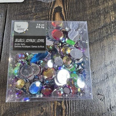 LOT Assorted Size Acrylic Faceted Gems Jewels Rhinestones -Faux - Flat Back - Thumbnail 2