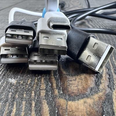 Lot Of 5 Type USB-C to USB-A Cable Cord - Short Lengths - Black - White - Thumbnail 7