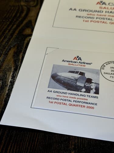 American Airlines Cargo AA Mail Stamp 2000 Ground Handling Team Record Postal - Thumbnail 3
