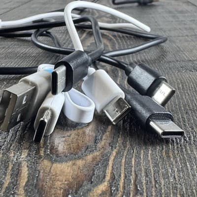 Lot Of 5 Type USB-C to USB-A Cable Cord - Short Lengths - Black - White - Thumbnail 8