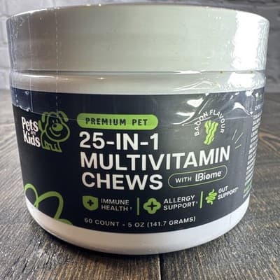 Pets Are Kids 25-in-1 Multivitamin Chews Premium Pet Immune Allergy Gut Support