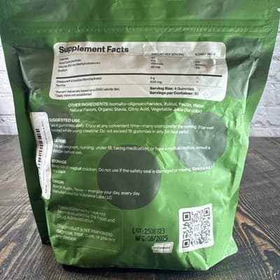 VYBRANCE LABS 3-in-1 Creatine Gummies Green Apple Muscle Energy Focus - Thumbnail 5