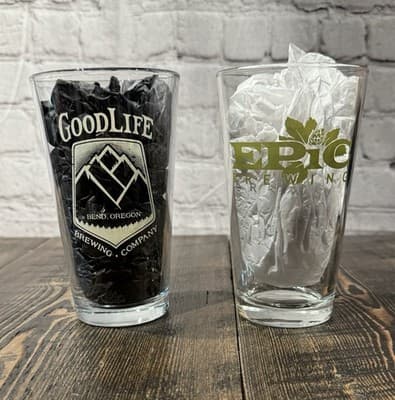 2 Pint Beer Glasses-Good Life Brewing Bend Or, Epic Brewing Salt Lake City Ut.