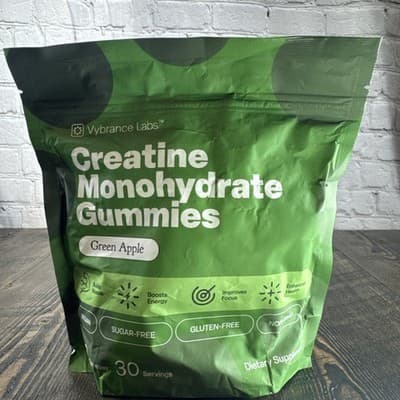 VYBRANCE LABS 3-in-1 Creatine Gummies Green Apple Muscle Energy Focus