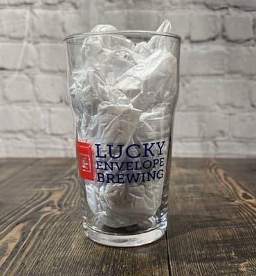 Lucky Envelope Brewing Craft Beer Pint Glass 16oz, Seattle Wa.