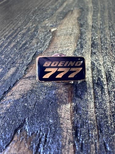 Boeing 777 Hat Lapel Tie Push Pin Black Enamel Jet Airplane Airline Vintage
