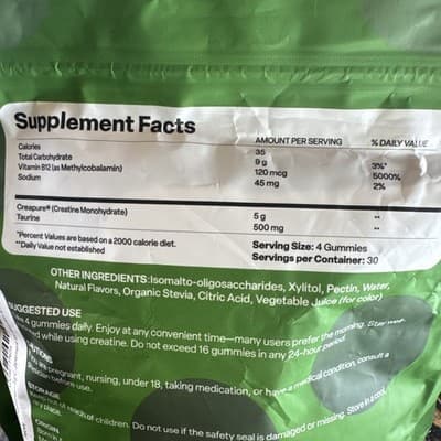 VYBRANCE LABS 3-in-1 Creatine Gummies Green Apple Muscle Energy Focus - Thumbnail 6