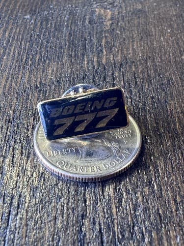 Boeing 777 Hat Lapel Tie Push Pin Black Enamel Jet Airplane Airline Vintage - Thumbnail 3