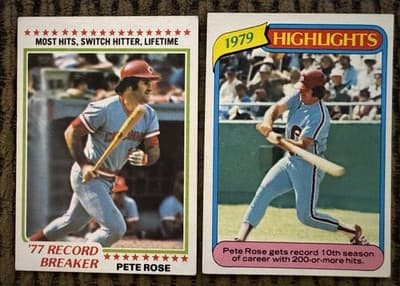 PETE ROSE 20 BASEBALL CARD LOT TOPPS FLEER DONRUSS 1973-1987 REDS PHILLIES - Thumbnail 16