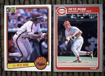 PETE ROSE 20 BASEBALL CARD LOT TOPPS FLEER DONRUSS 1973-1987 REDS PHILLIES - Thumbnail 8