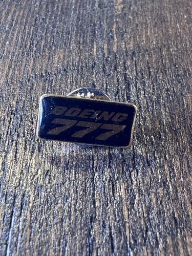 Boeing 777 Hat Lapel Tie Push Pin Black Enamel Jet Airplane Airline Vintage - Thumbnail 2
