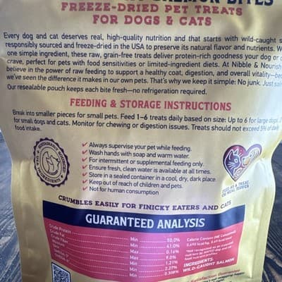 Nibble & Nourish Salmon Fish Bites Freeze Dried Raw Treats Dogs & Cats - Thumbnail 6