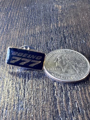 Boeing 777 Hat Lapel Tie Push Pin Black Enamel Jet Airplane Airline Vintage - Thumbnail 4
