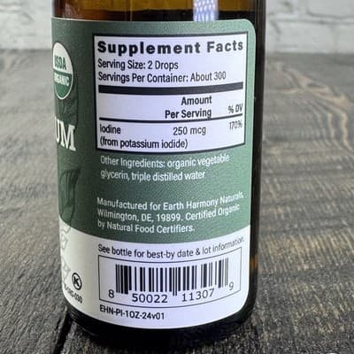 Earth Harmony Potassium Iodide 250 mcg - Liquid Drops, 1 fl oz Dropper - Thumbnail 3