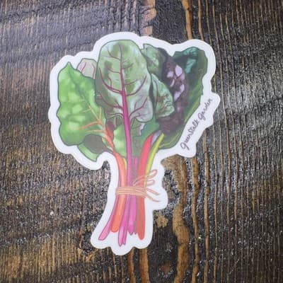 Rainbow Chard Garden Vegetable Sticker 3" Water Bottle Laptop Locker Phones