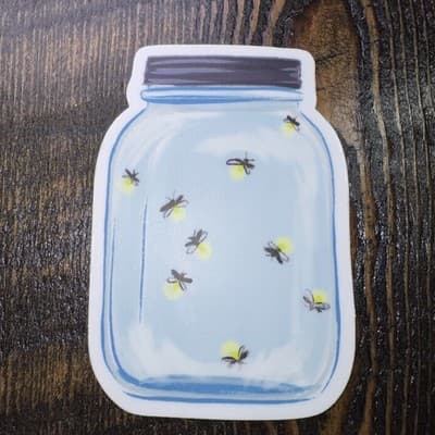 Jar Lightning Bugs Insect Sticker 3" Water Bottle Laptop Locker Phones Helmets