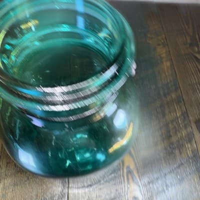 Vintage Ball Ideal Blue Glass Canning Jar w/ Wire Closure, 9.5" tall - NO lid - Thumbnail 8