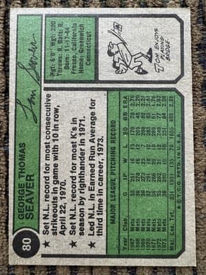 TOM SEAVER Lot Of 4 Topps Cards 1974 1980 1981 New York Mets Cincinnati Reds - Thumbnail 3