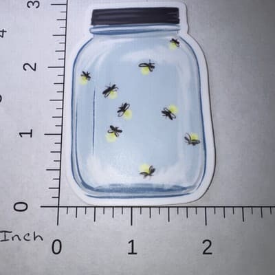 Jar Lightning Bugs Insect Sticker 3" Water Bottle Laptop Locker Phones Helmets - Thumbnail 2