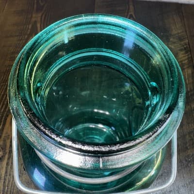Vintage Ball Ideal Blue Glass Canning Jar w/ Wire Closure, 9.5" tall - NO lid - Thumbnail 7