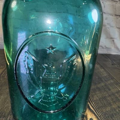 Vintage Ball Ideal Blue Glass Canning Jar w/ Wire Closure, 9.5" tall - NO lid - Thumbnail 5