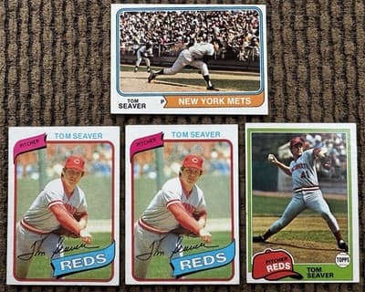 TOM SEAVER Lot Of 4 Topps Cards 1974 1980 1981 New York Mets Cincinnati Reds