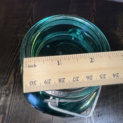 Vintage Ball Ideal Blue Glass Canning Jar w/ Wire Closure, 9.5" tall - NO lid - Thumbnail 10