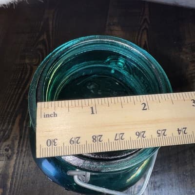 Vintage Ball Ideal Blue Glass Canning Jar w/ Wire Closure, 9.5" tall - NO lid - Thumbnail 9