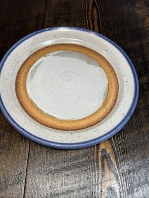 Butter Cheese Dish Pottery Glazed Stoneware Blue Gray with Dome Lid Cover - Thumbnail 4