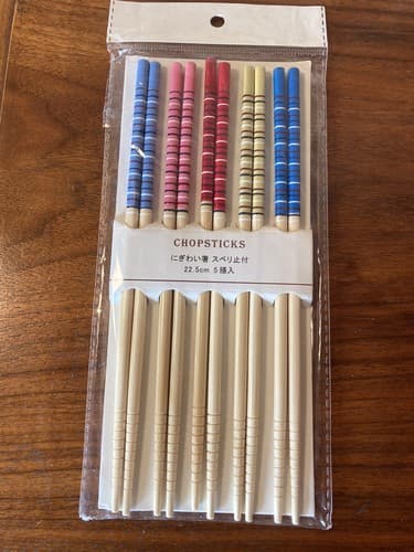 5 Pair chinese japanese Reusable Wooden Chopsticks Multi colors stripes Bamboo