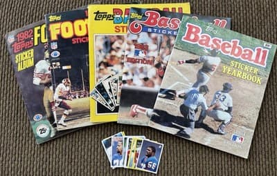Lot Of 5 Vintage Topps MLB NFL Sticker Albums 1981-1984, Individual Stickers