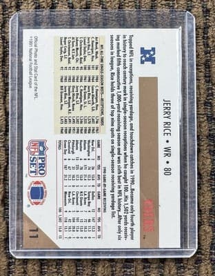 11 JERRY RICE NFL FOOTBALL CARD LOT 1990-1991, PRO SET SCORE, ALL CARDS NM-M - Thumbnail 9