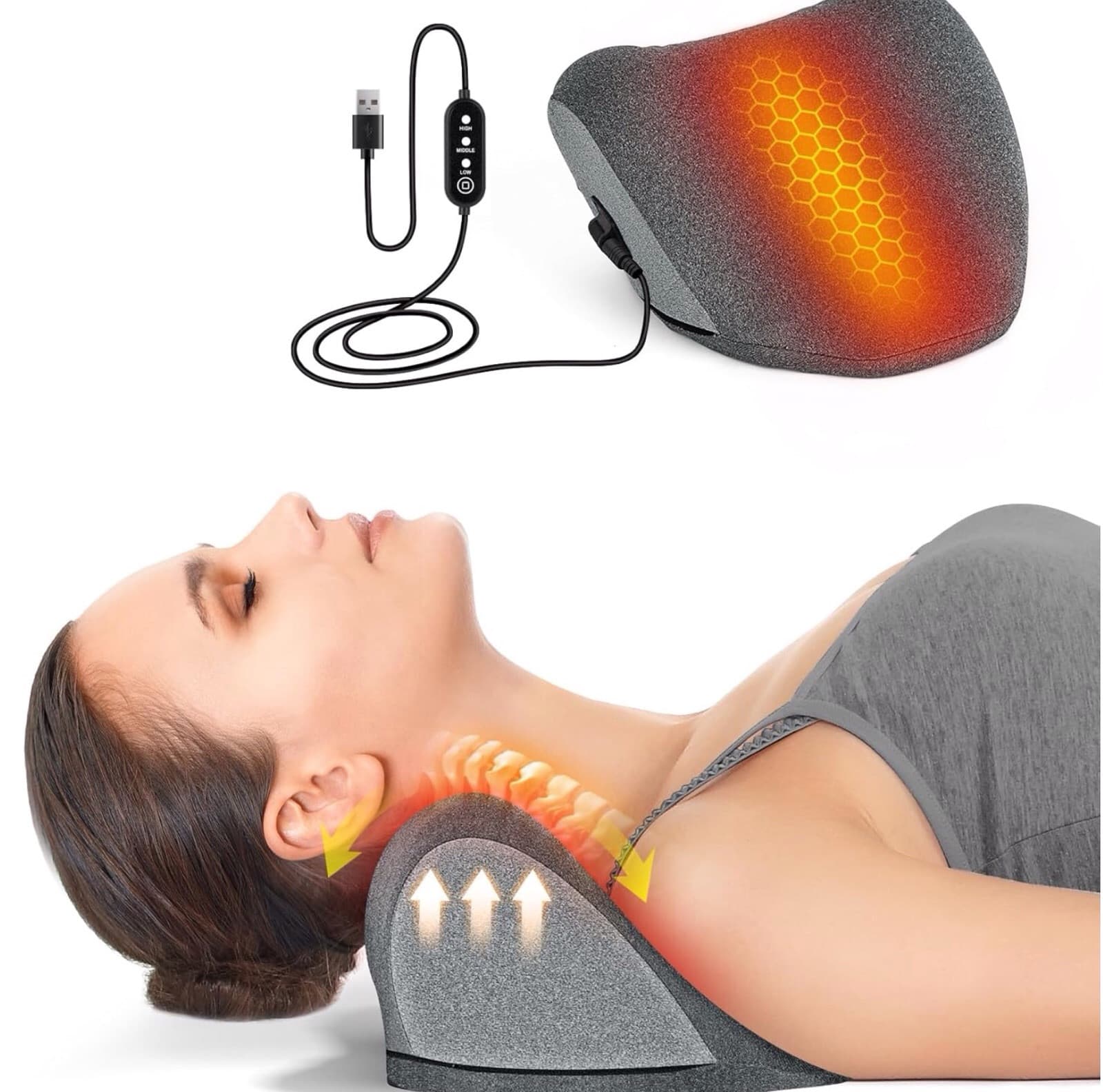 Heated Neck And Shoulder Stretcher Relaxer Cervical Spine Pain Relief