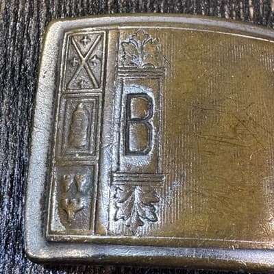 Vintage Giant Grip Belt Buckle Made In USA Letter B *true Silver Plate* - Thumbnail 3