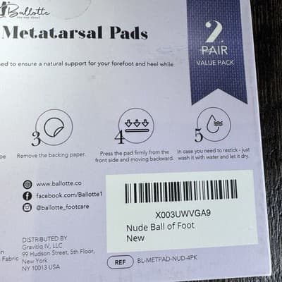 Ballotte Ball of Foot Pads For Pain Relief Anti Shock Metatarsal 2 Pair NUDE - Thumbnail 4