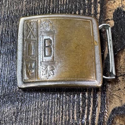 Vintage Giant Grip Belt Buckle Made In USA Letter B *true Silver Plate*