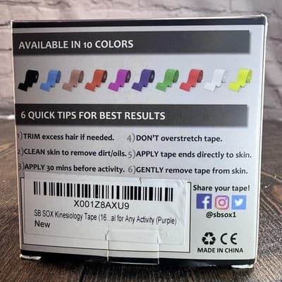 2 Rolls SB SOX - Kinesiology Tape Uncut Roll Pain Relief Support Soothing - Thumbnail 4