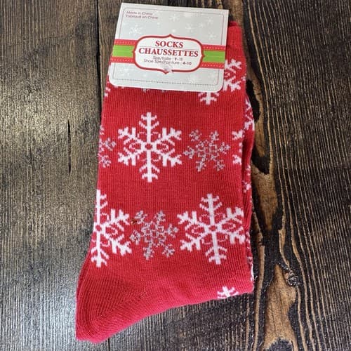 Holiday themed 3 pair crew socks Christmas Snowflakes Santa Pink women’s 9-11 - Thumbnail 7