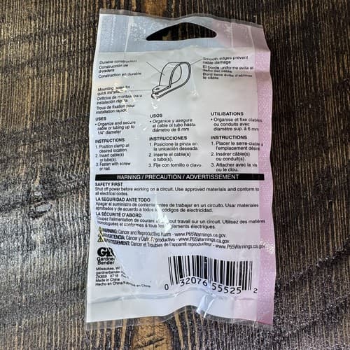 Gardner Bender Cable Clamps Plastic White 1/4" 6mm 2 Packs of 18 - Thumbnail 6