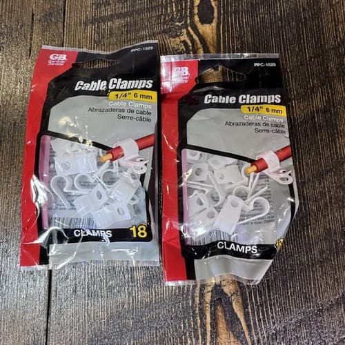 Gardner Bender Cable Clamps Plastic White 1/4" 6mm 2 Packs of 18