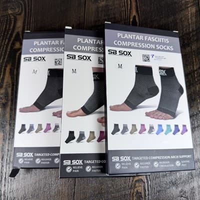 3x - SB Sox Plantar Fasciitis Compression socks for Men & Women Arch Support