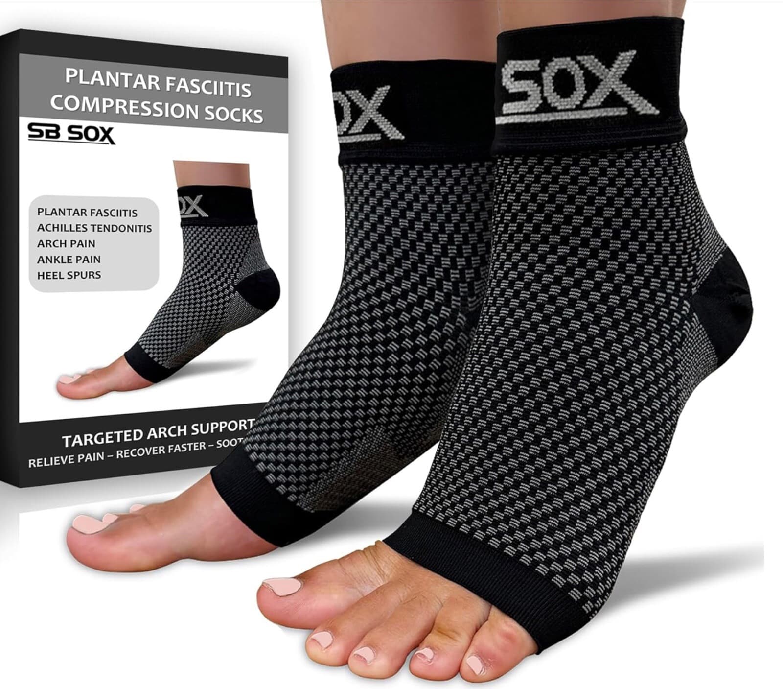 3x - SB Sox Plantar Fasciitis Compression socks for Men & Women Arch Support - Thumbnail 2