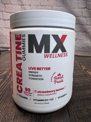 MX Wellness Creatine Monohydrate Gummies - Strawberry Lemon Flavor 90 Chews