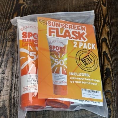 Sunscreen Liquor Flask Beach Tropics 2 Pack, Classy Wino Includes Funnel, Seals