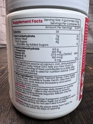 MX Wellness Creatine Monohydrate Gummies - Strawberry Lemon Flavor 90 Chews - Thumbnail 4