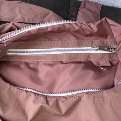Thread Carry On Slouchy Bag - Mauve Crinkle Nylon - Satchel - Pockets - Zipper - Thumbnail 10