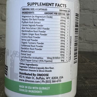 DMoose Slippery Elm Complex – All-in-One Supplement for Gut Wellness, 120 ct - Thumbnail 3