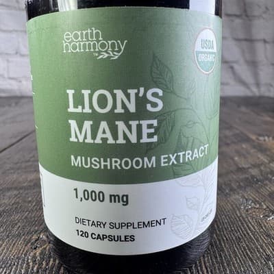 Earth Harmony Lions Mane Mushroom Supplement (1000mg) 120 capsules Organic - Thumbnail 2